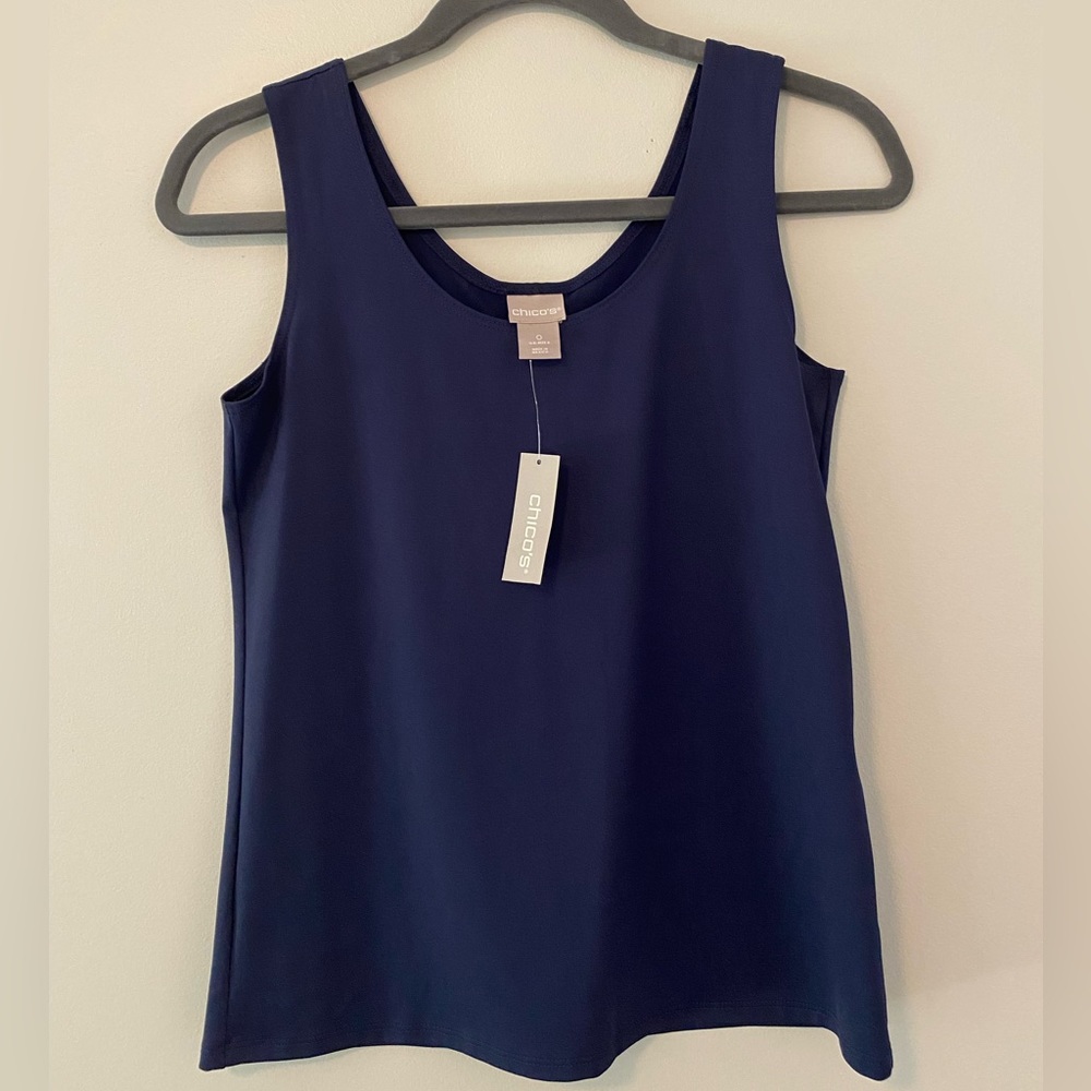 Navy blue scoop neck microfiber tank